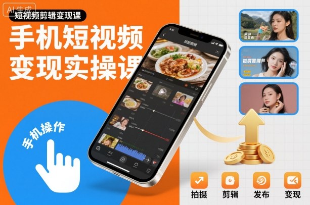 手机短视频变现实操课，短视频剪辑变现课-云深网创社