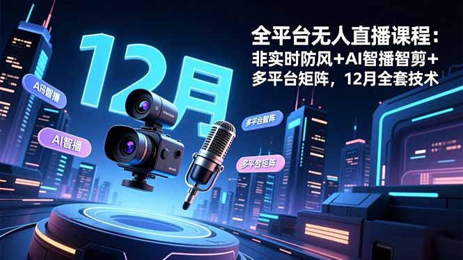 （16754期）全平台无人直播课程：非实时防风＋AI智播智剪＋多平台矩阵，12月全套技术-云深网创社