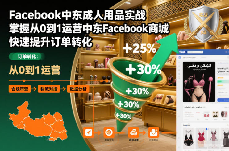 Facebook中东成人用品实战，掌握从0到1运营中东Facebook商城，快速提升订单转化-云深网创社