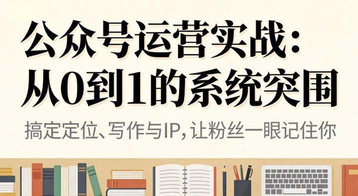 公众号运营实战，从定位到变现的全流程，从0到1的系统突围-云深网创社