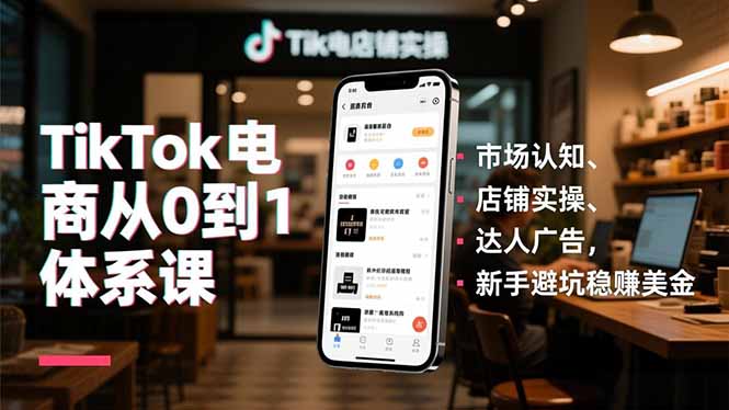 （16818期）TikTok电商从0到1体系课，市场认知、店铺实操、达人广告，新手避坑稳赚美金-云深网创社