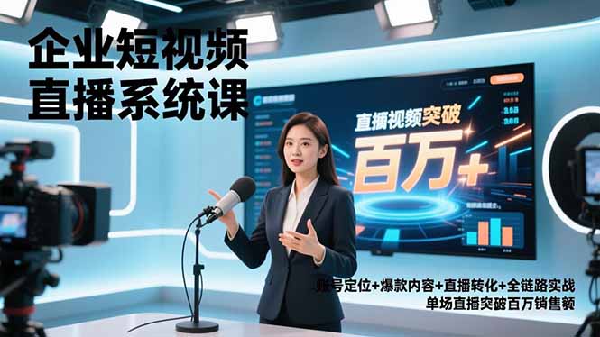 （16878期）企业短视频直播系统课，账号定位+爆款内容+直播转化+全链路实战，单场直播突破百万销售额-云深网创社