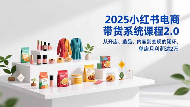 （16880期）2025小红书电商带货系统课程2.0，从开店、选品、内容到变现的闭环，单店月利润达2万-云深网创社