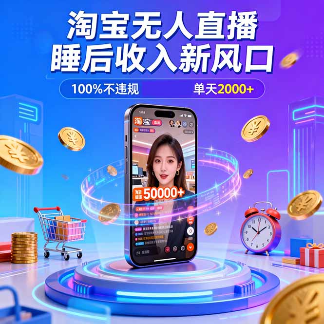 （16822期）淘宝无人直播，不违规不封号，直播100小时卖了5万，年底旺季！-云深网创社
