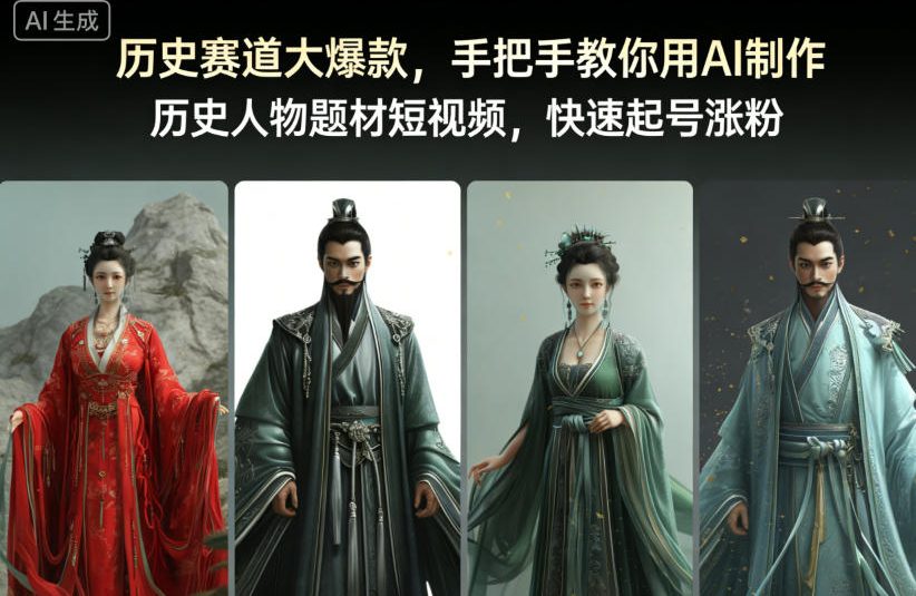 历史赛道大爆款，手把手教你用AI制作历史人物题材短视频，快速起号涨粉-云深网创社