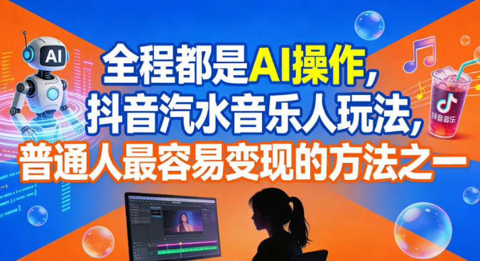 全程都是AI操作，抖音汽水音乐人玩法，普通人最容易变现的方法之一-云深网创社