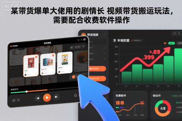 某带货爆单大佬用的剧情长视频带货搬运玩法，需要配合收费软件操作-云深网创社