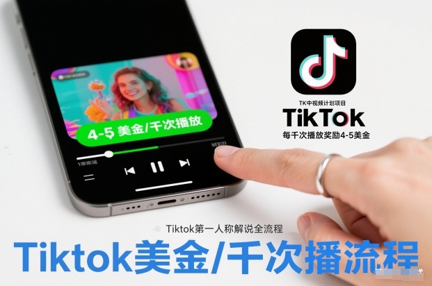 TK中视频计划项目，Tiktok第一人称解说流程，每干次播放奖励4-5美金-云深网创社