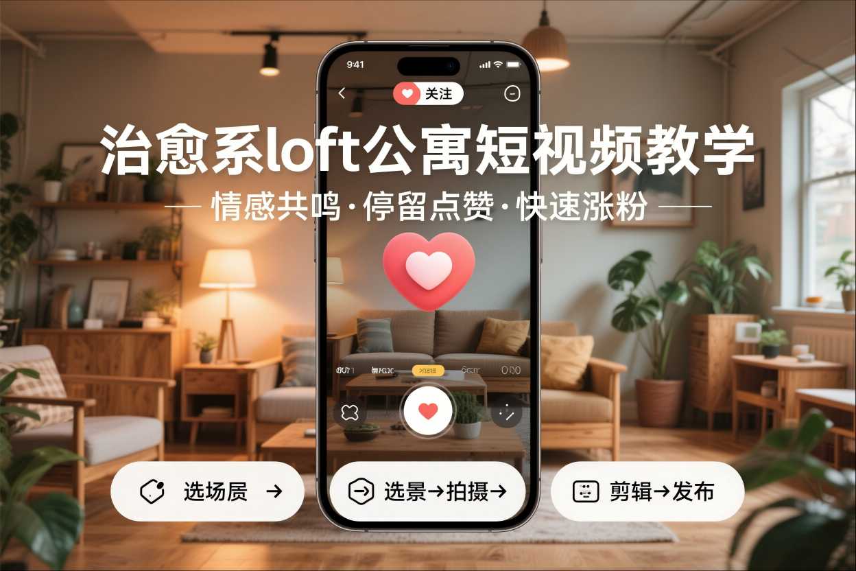 治愈系loft公寓短视频制作教学，情感共鸣引停留点赞关注，快速起号涨粉-云深网创社