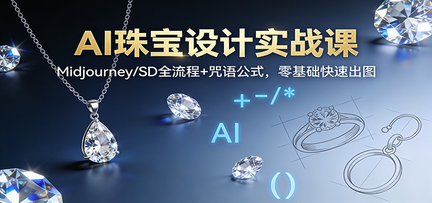 AI珠宝设计实战课：Midjourney/SD全流程+咒语公式，零基础快速出图-云深网创社