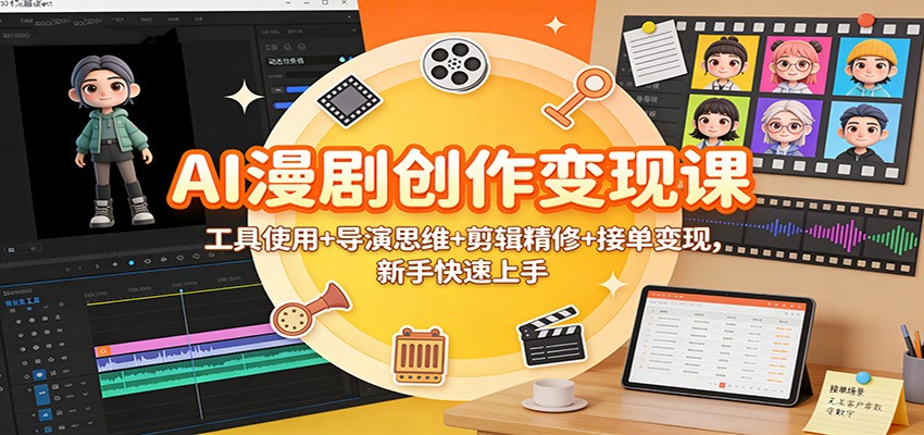 AI漫剧创作变现课：工具使用+导演思维+剪辑精修+接单变现，新手快速上手-云深网创社