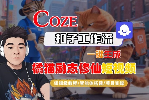 Coze扣子智能体工作流一键生成“橘猫励志修仙“短视频，全流程保姆级教学-云深网创社