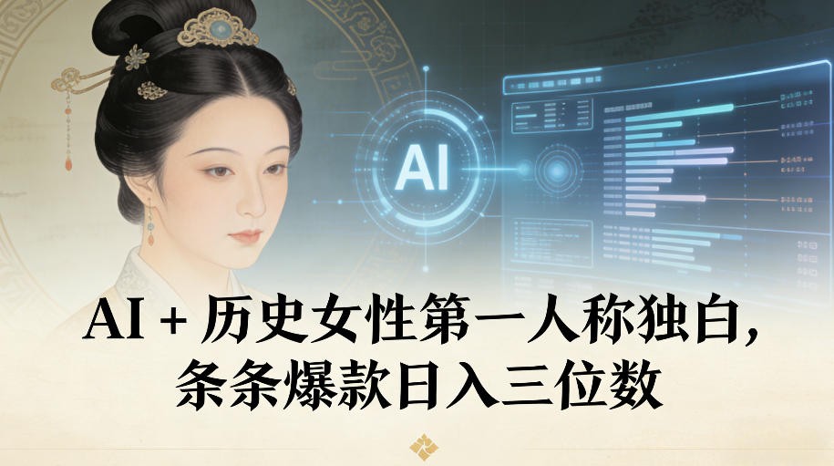 AI+历史女性第一人称独白，条条爆款日入三位数-云深网创社