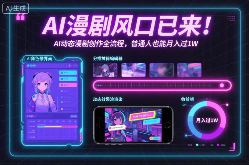 AI漫剧风口已来！AI动态漫剧创作全流程，普通人也能月入过1W-云深网创社