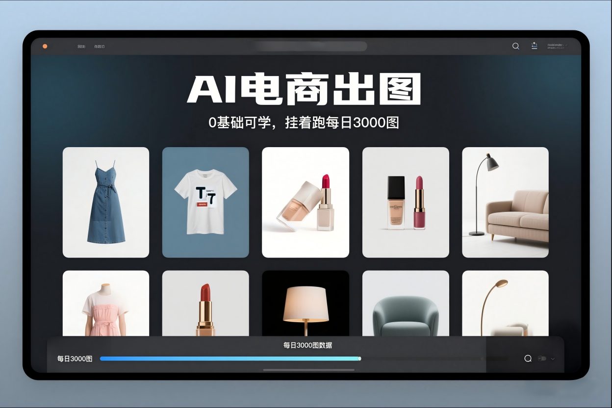AI电商出图，0基础可学，挂着跑每日3000图-云深网创社