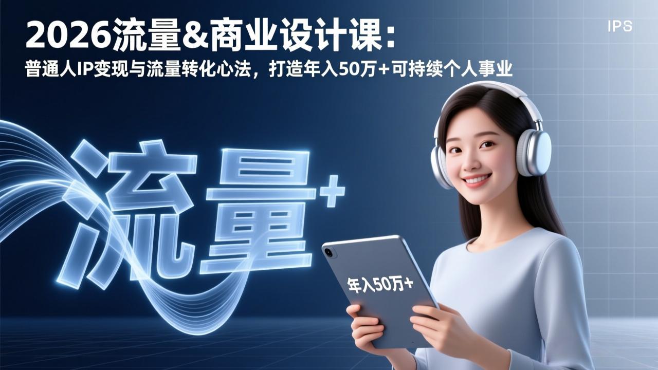 （17246期）2026流量&商业设计课：普通人IP变现与流量转化心法，打造年入50万+可持续个人事业-云深网创社