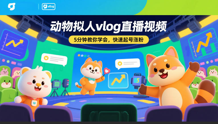 动物拟人vlog直播视频，5分钟教你学会，快速起号涨粉-云深网创社