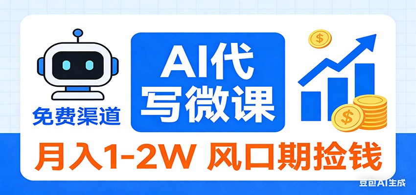 2026告别打工！AI 代写微课，提供免费渠道，月入 1-2W 风口期捡钱-云深网创社