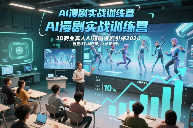 AI漫剧实战训练营，3D商业真人AI短剧漫剧引爆2026，流量红利期已至，入场正当时-云深网创社
