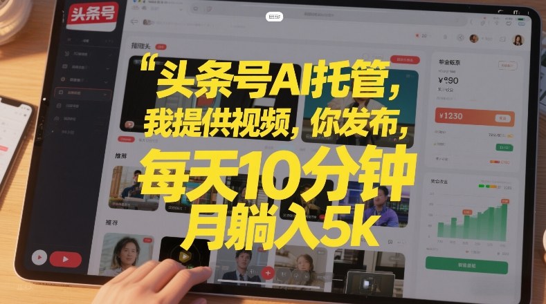 头条号AI托管，我提供视频，你发布，每天10分钟，月躺入5k+【揭秘】-云深网创社