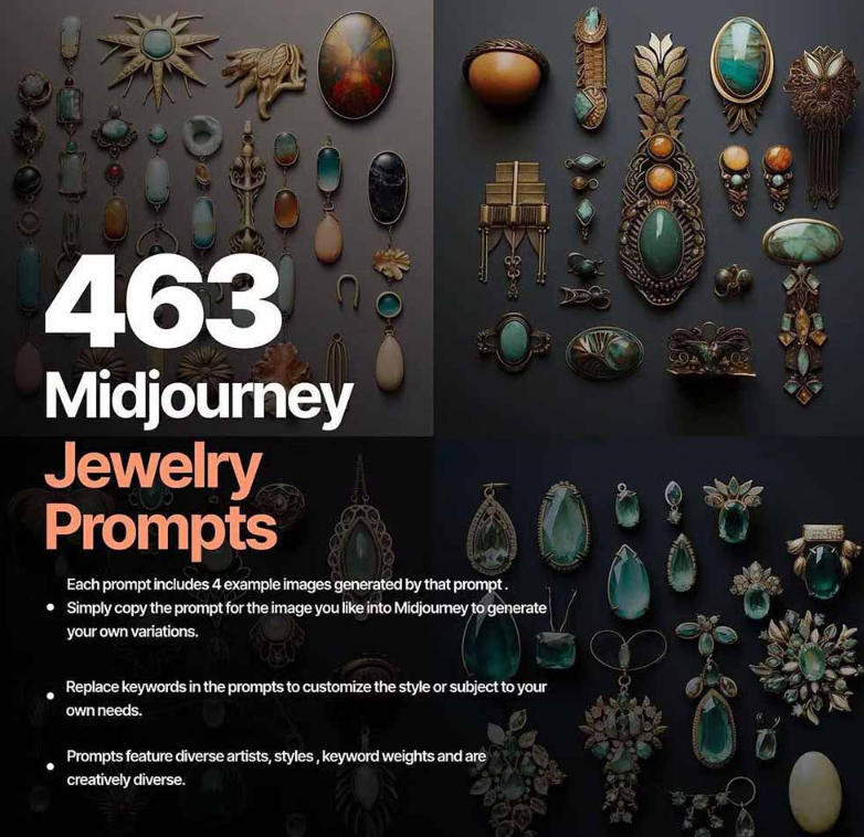 图片[2]-460+专业Midjourney珠宝摄影AI提示词戒指，项链-耳环-手链-宝石等，立即开始创作珠宝艺术-云深网创社