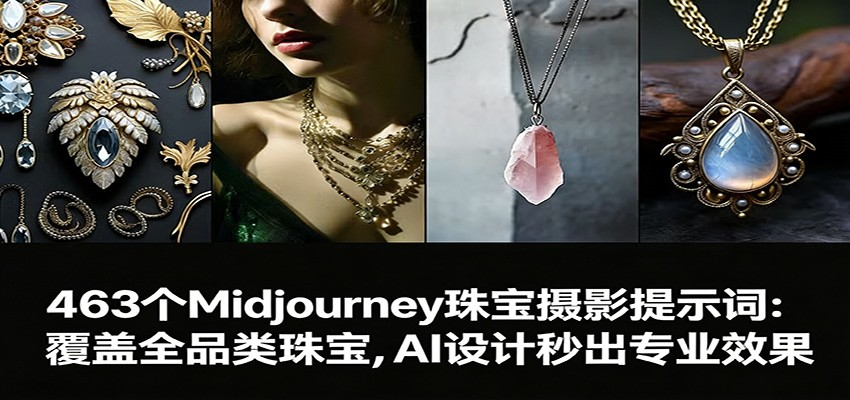 463个Midjourney珠宝摄影提示词：覆盖全品类珠宝，AI设计秒出专业效果-云深网创社