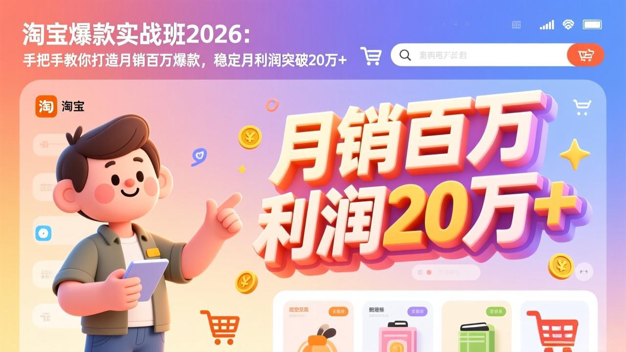 （17401期）淘宝爆款实战班-2026年2月更新：手把手教你打造月销百万爆款，稳定月利润突破20万+-云深网创社