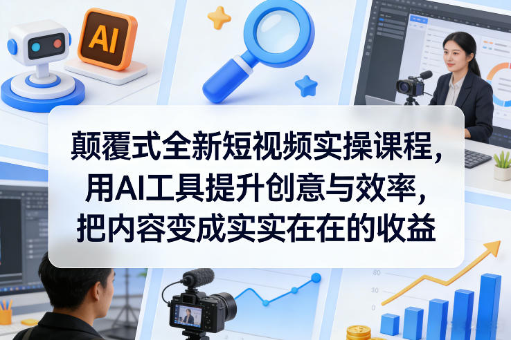 颠覆式全新短视频实操课程，用AI工具提升创意与效率，把内容变成实实在在的收益-云深网创社
