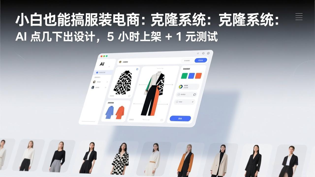 （17411期）小白也能搞服装电商：克隆系统：AI 点几下出设计，5 小时上架 + 1 元测试-云深网创社