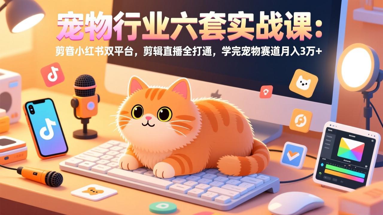 （17411期）宠物行业六套实战课：抖音小红书双平台，剪辑直播全打通，学完宠物赛道月入3万+-云深网创社