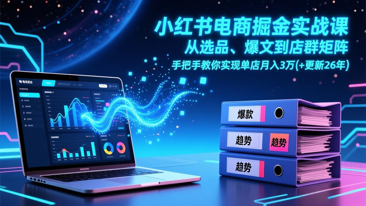 （17290期）小红书电商掘金实战课，从选品、爆文到店群矩阵，手把手教你实现单店月入3万+(更新26年)-云深网创社