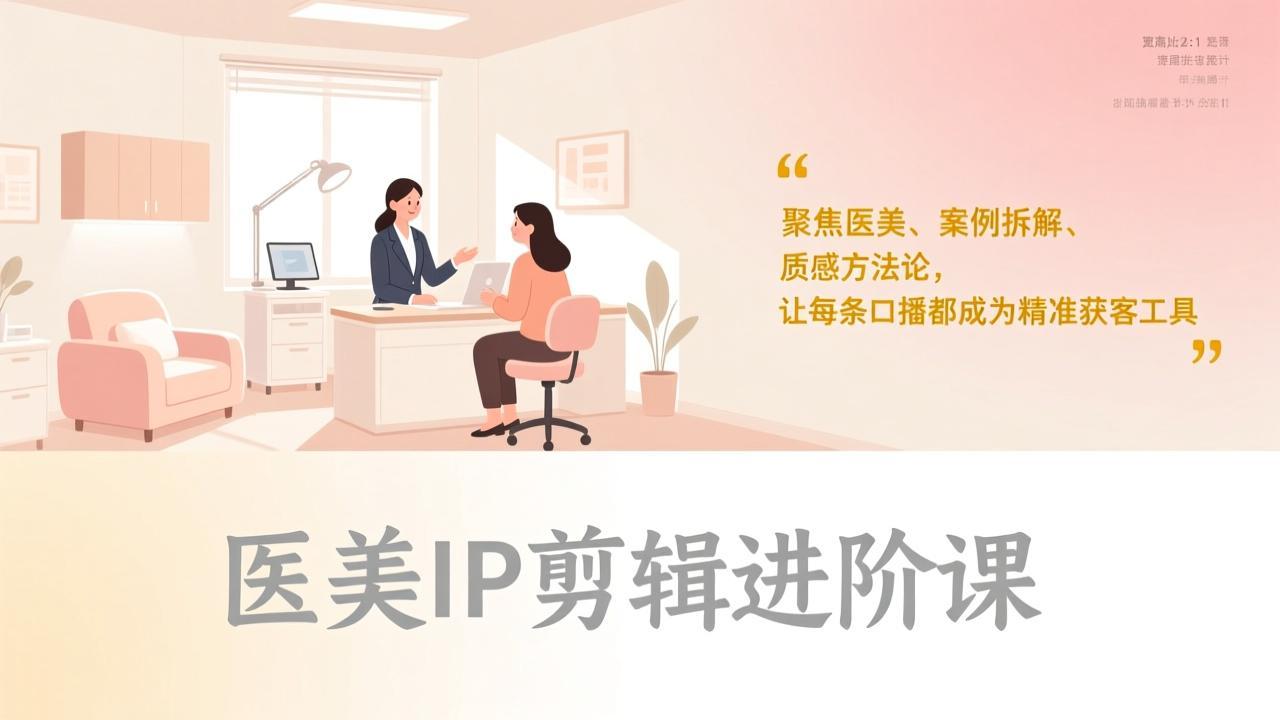 （17303期）医美IP剪辑进阶课，聚焦医美、案例拆解、质感方法论，让每条口播都成为精准获客工具-云深网创社