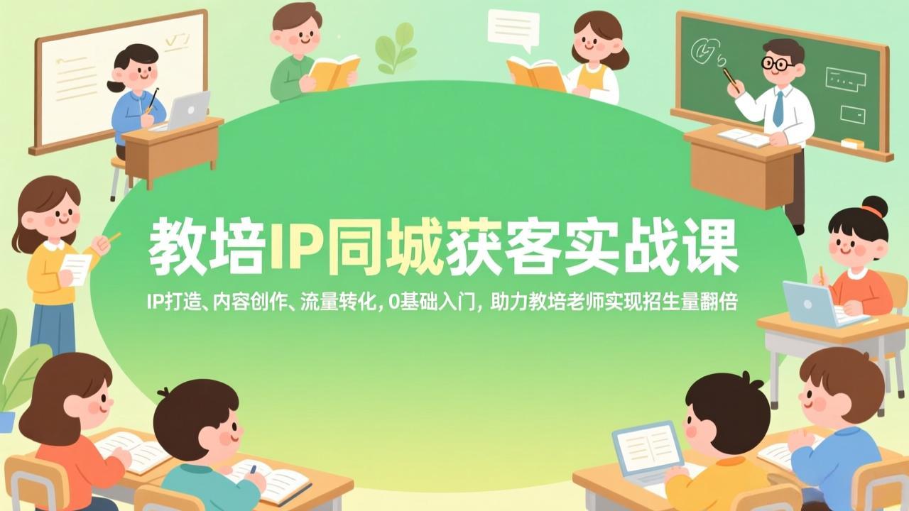 （17341期）教培IP同城获客实战课，IP打造、内容创作、流量转化，0基础入门，助力教培老师实现招生量翻倍-云深网创社