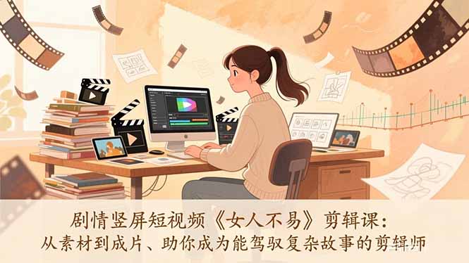 （17305期）剧情竖屏短视频《女人不易》剪辑课：从素材到成片、助你成为能驾驭复杂故事的剪辑师-云深网创社