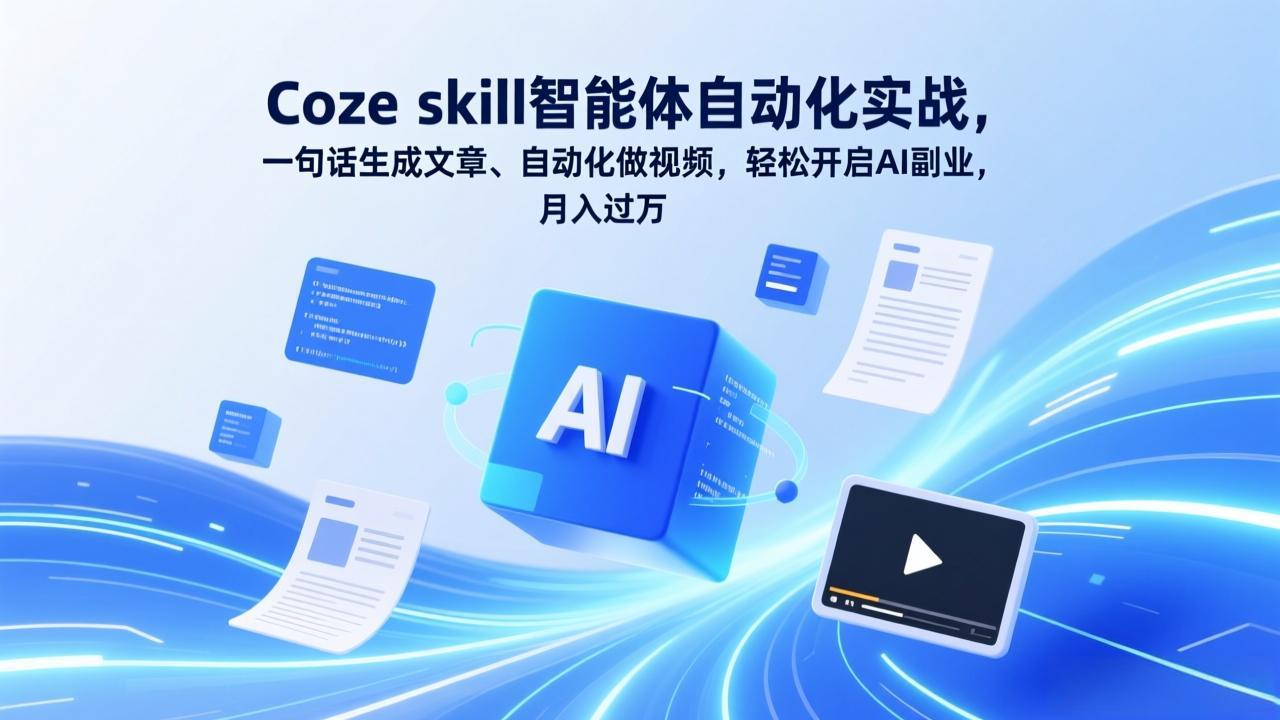 （17399期）Coze skill智能体自动化实战，一句话生成文章、自动化做视频，轻松开启AI副业，月入过万-云深网创社