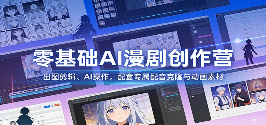 零基础AI漫剧创作营：出图剪辑、AI操作，配套专属配音克隆与动画素材-云深网创社