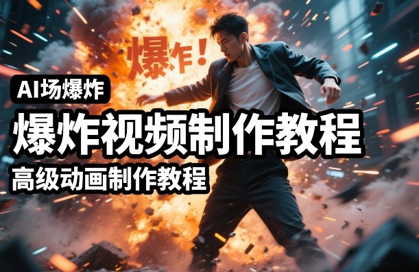 AI场景爆炸视频制作教程，利用人物实拍视频制作出高级的动画特效-云深网创社