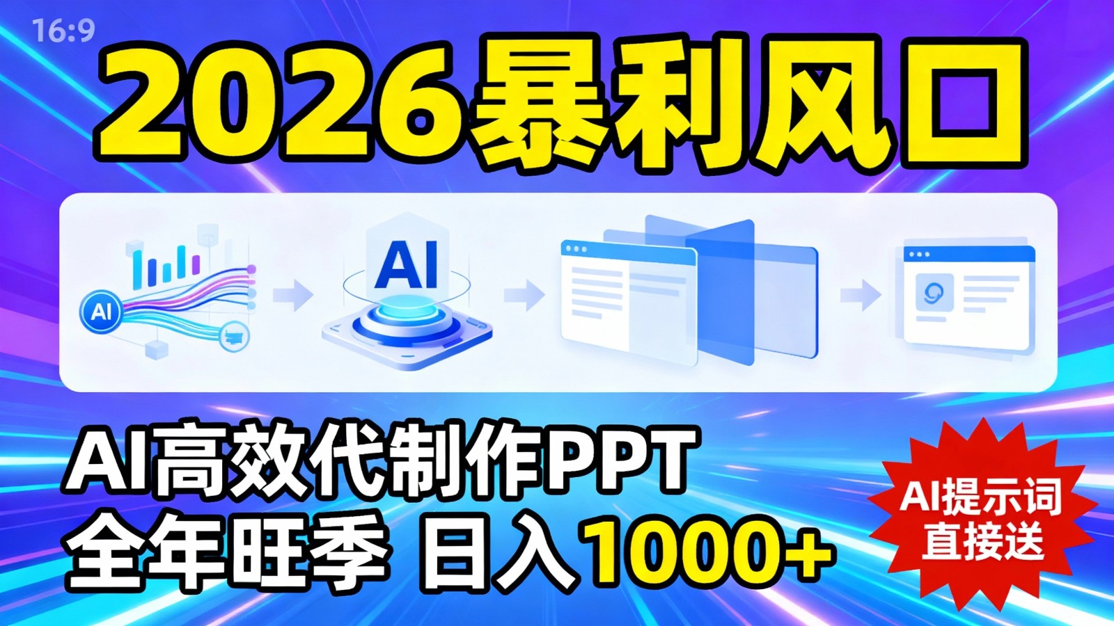 2026暴利！用AI高效代制作 PPT，全年旺季，日入 1000+，提示词直接送！-云深网创社