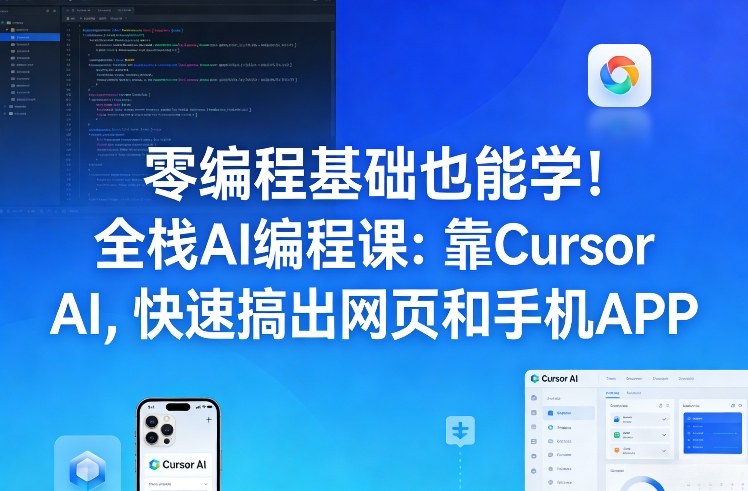 零编程基础也能学！全栈AI编程课：靠Cursor AI，快速搞出网页和手机APP-云深网创社