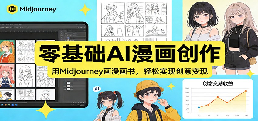零基础AI漫画创作：用Midjourney画漫画书，轻松实现创意变现-云深网创社