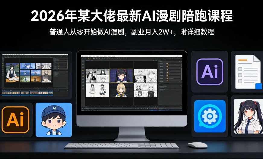 26年某大佬最新Ai漫剧陪跑课程，普通人从零开始做AI漫剧，副业月入2W+-云深网创社