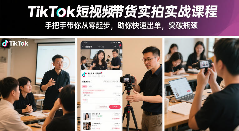 TikTok短视频带货实拍实战课程，手把手带你从零起步，助你快速出单，突破瓶颈-云深网创社