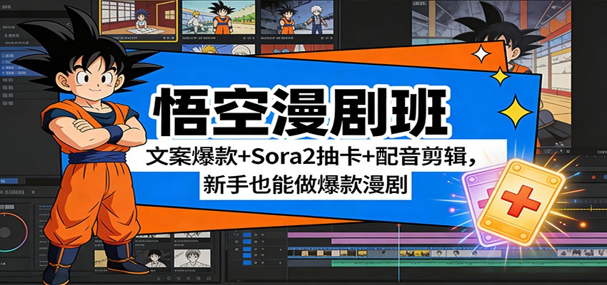 悟空漫剧班：文案爆款+Sora2抽卡+配音剪辑，新手也能做爆款漫剧-云深网创社