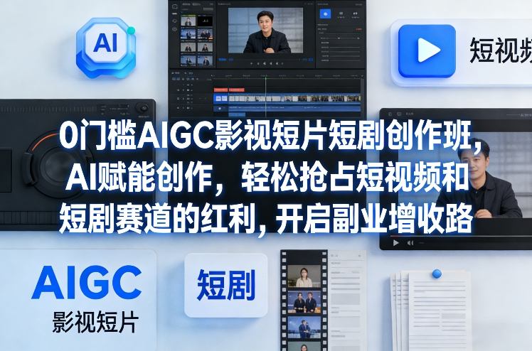 0门槛AIGC影视短片短剧创作班，AI赋能创作，轻松抢占短视频和短剧赛道的红利，开启副业增收路-云深网创社