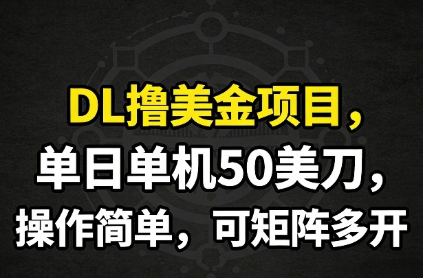 DL撸美金项目，单日单机50美刀，操作简单，可矩阵多开-云深网创社
