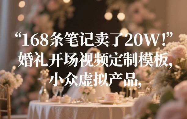 168条笔记卖了20W！婚礼开场视频定制模板，小众虚拟产品-云深网创社