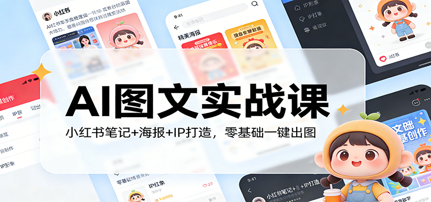 AI图文实战课：小红书笔记+海报+IP打造，零基础一键出图-云深网创社