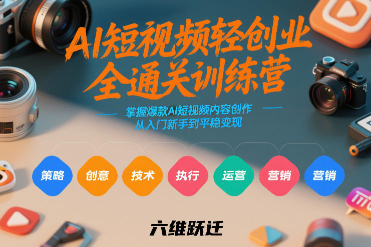 AI短视频轻创业全通关训练营，掌握爆款AI短视频内容创作，从入门新手到平稳变现的六维跃迁-云深网创社