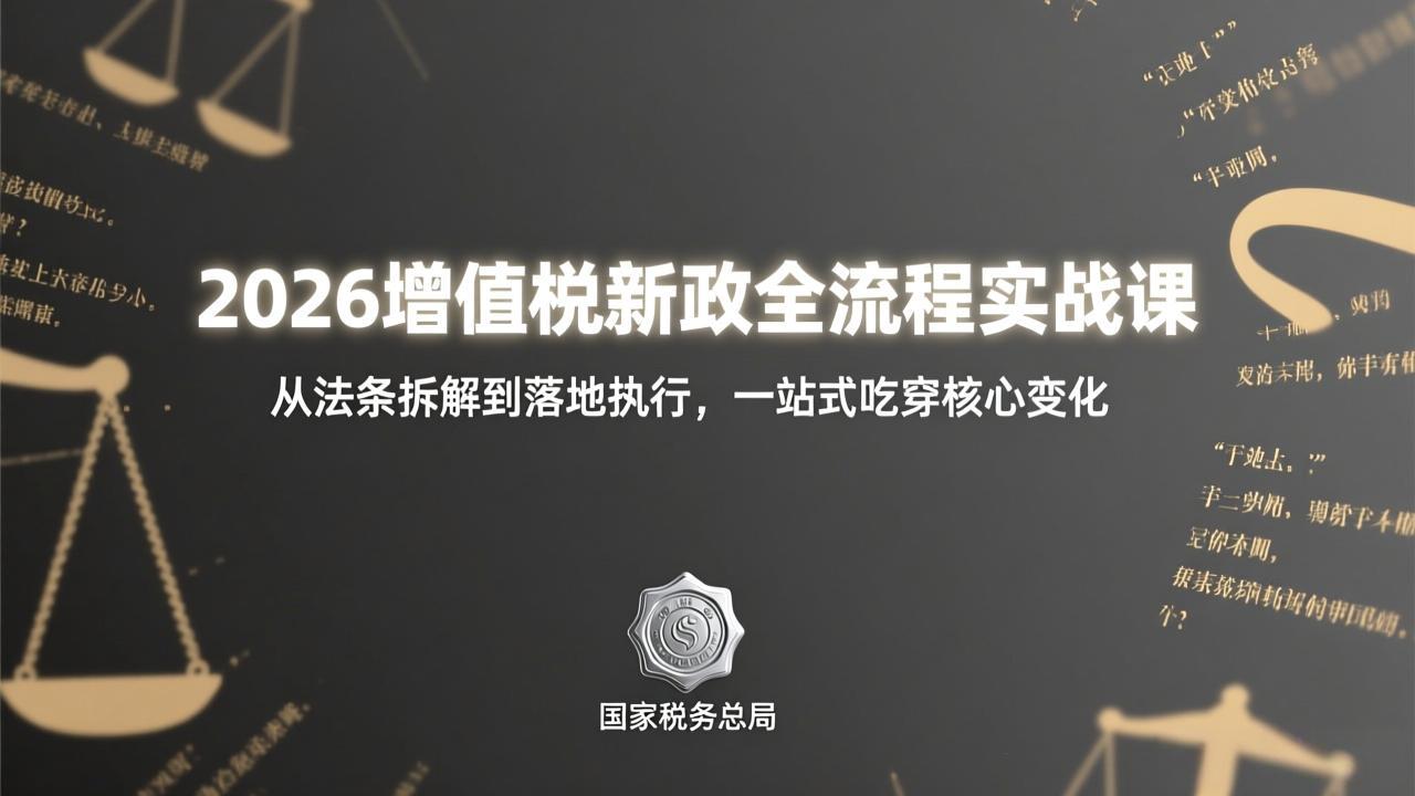 （17529期）2026增值税新政全流程实战课：从法条拆解到落地执行，一站式吃透核心变化-云深网创社