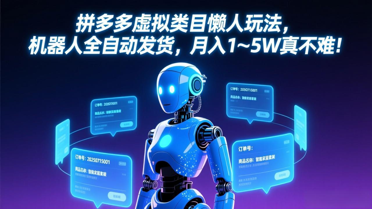 （17547期）拼多多虚拟类目懒人玩法，机器人全自动发货，月入 1-5W 真不难！-云深网创社